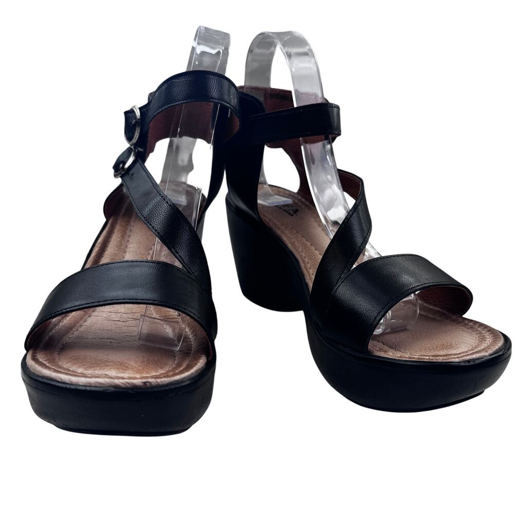 JAFA Made For Walking Black Comfort Wedge Clog Sandals Women's Size 39/US 8.5